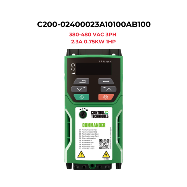 C200-02400023A10100AB100 Commander Inverter 3PH 380-480 VAC 2.3A 0.75KW 1HP
