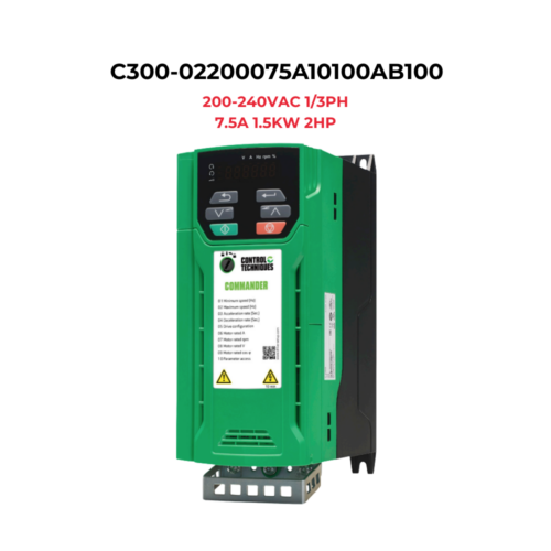C300-02200075A10100AB100 Commander INVERTER 1/3PH 200-240VAC 7.5A 1.5KW 2HP